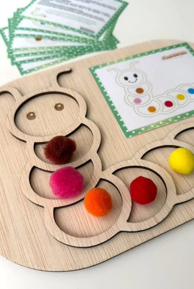 Flisat Insert kreatív fejlesztő tábla - Színes hernyó + nyomtatható pom-pom kártyák pdf Borbolya