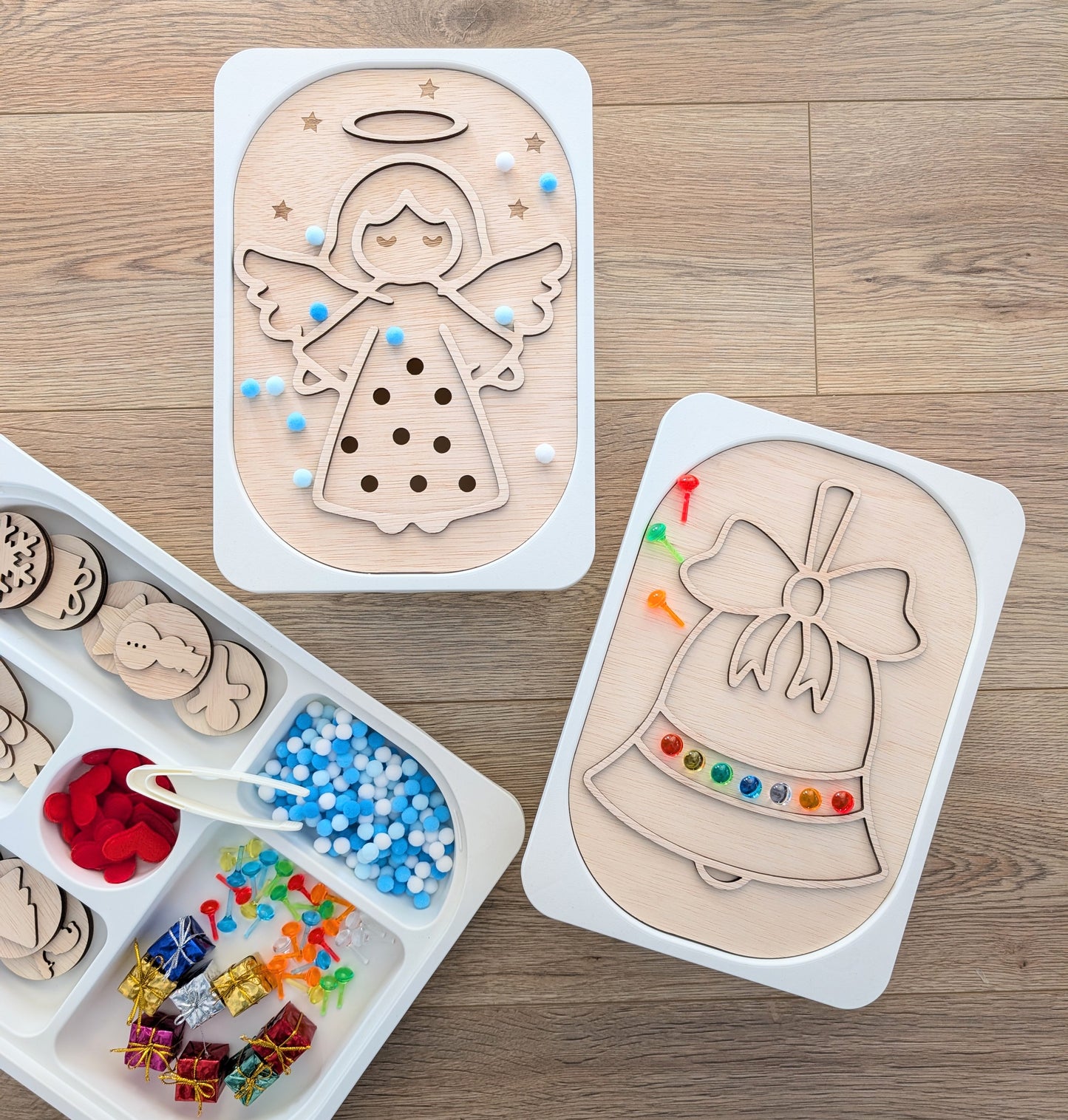 👼🔔 Karácsonyi kreatív tábla szett – Angyalka és Harang