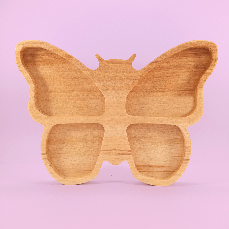 Butterfly shaped wooden plate to BLW feeding