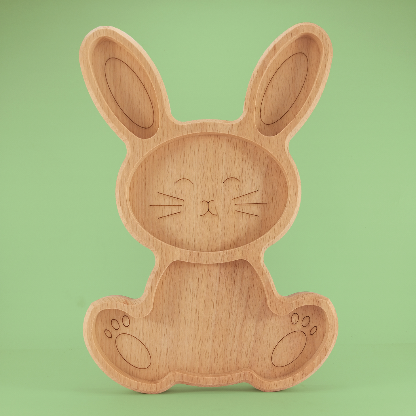 Bunny shaped wooden plate to BLW feeding