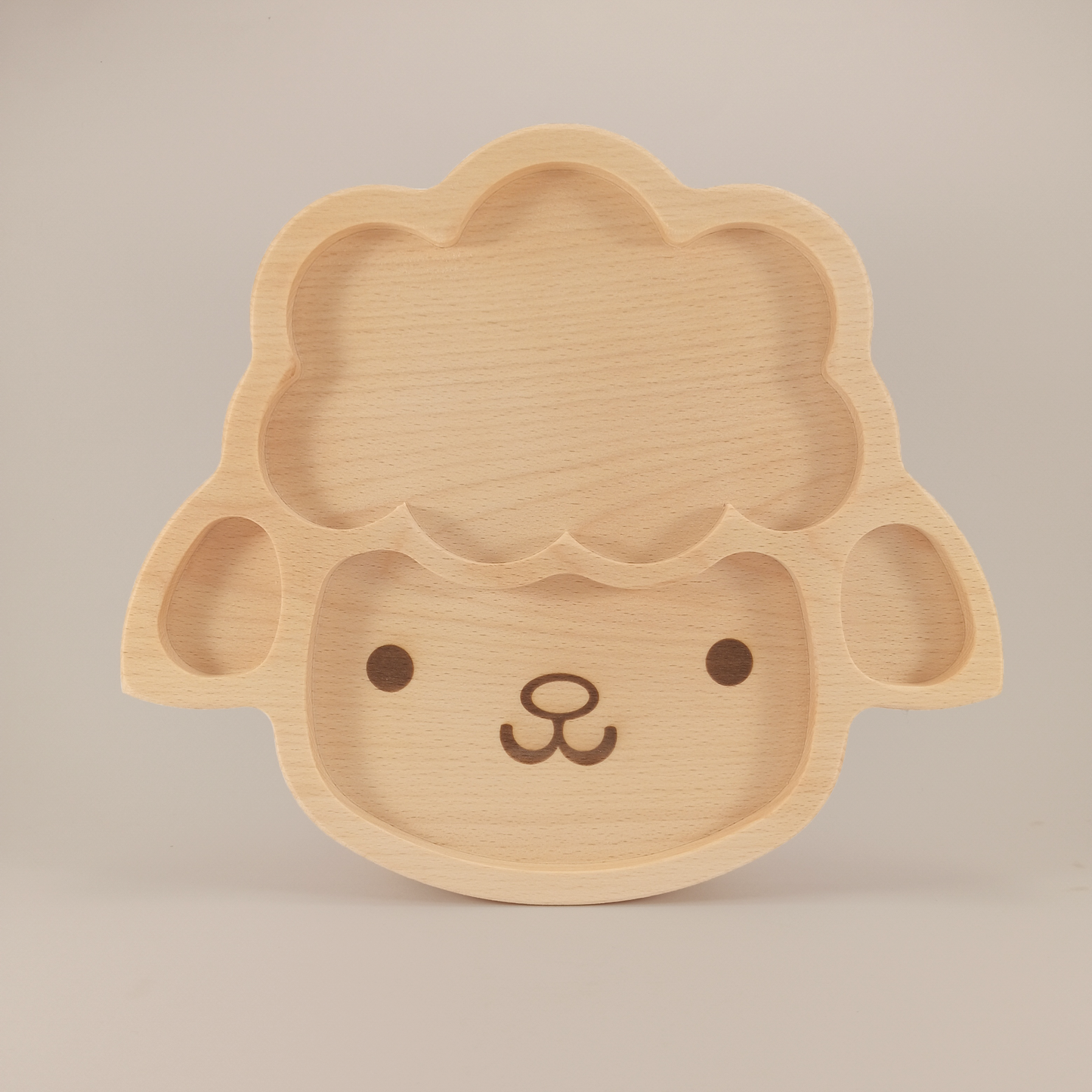 Lamb shaped wooden plate to BLW feeding