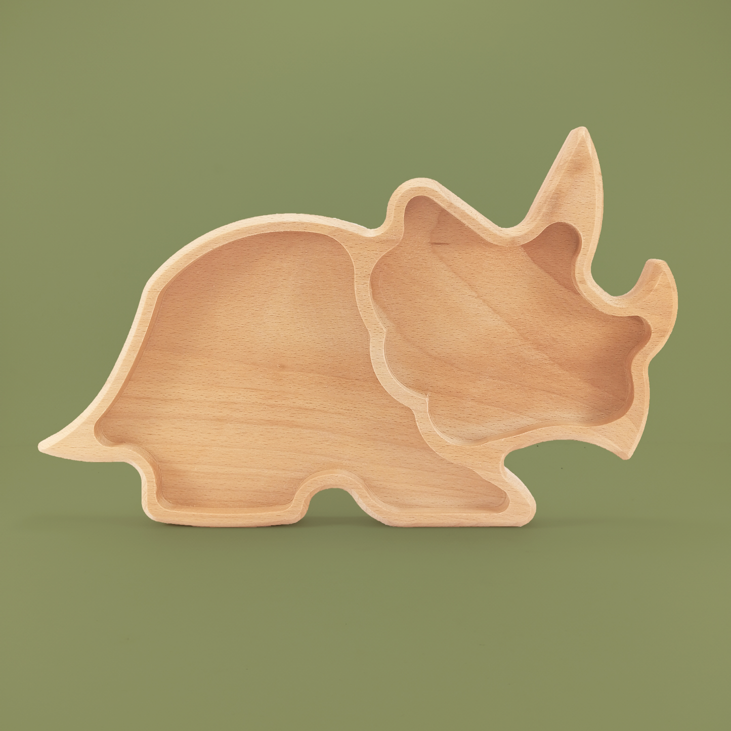 Dino shaped wooden plate to BLW feeding