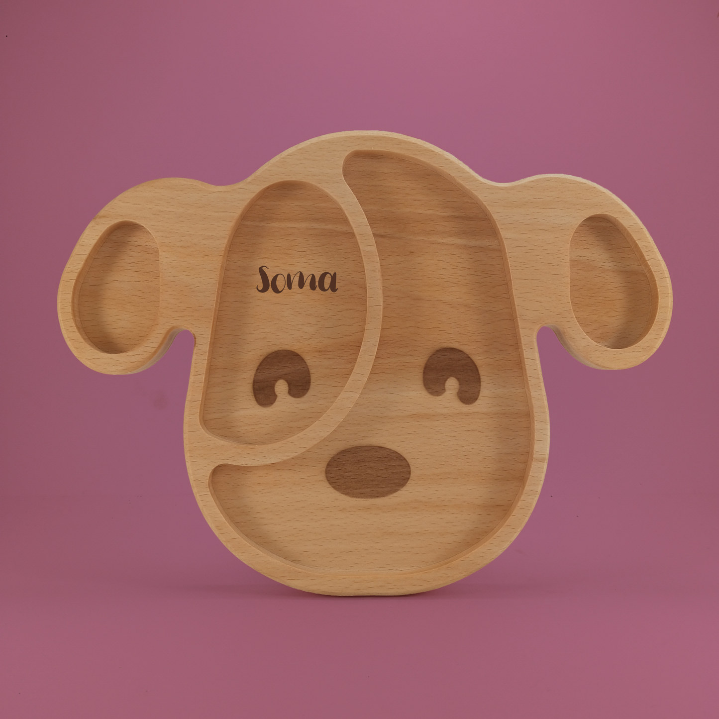 Puppy shaped wooden plate to BLW feeding