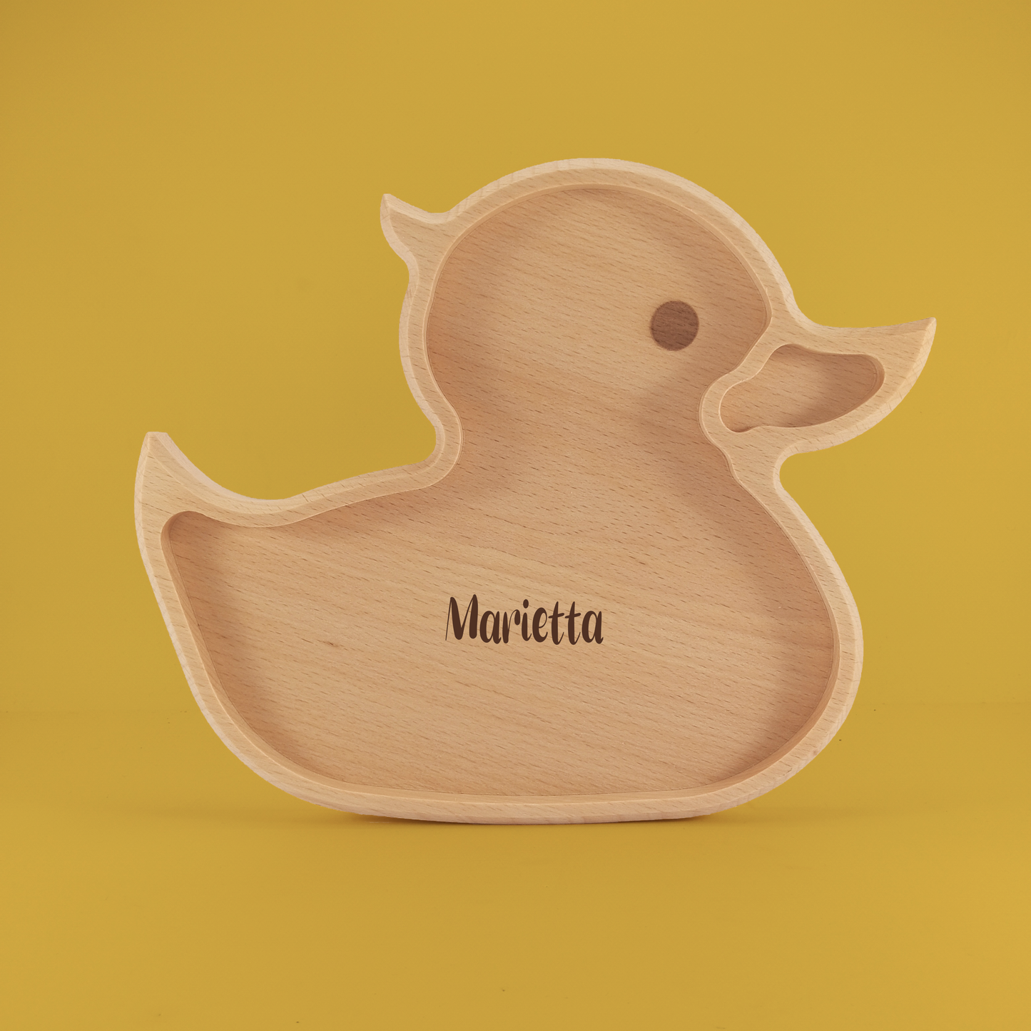 Duck shaped wooden plate to BLW feeding