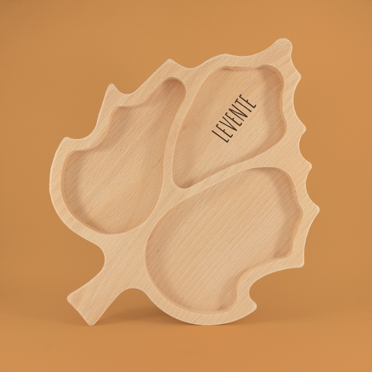Leaf shaped wooden plate