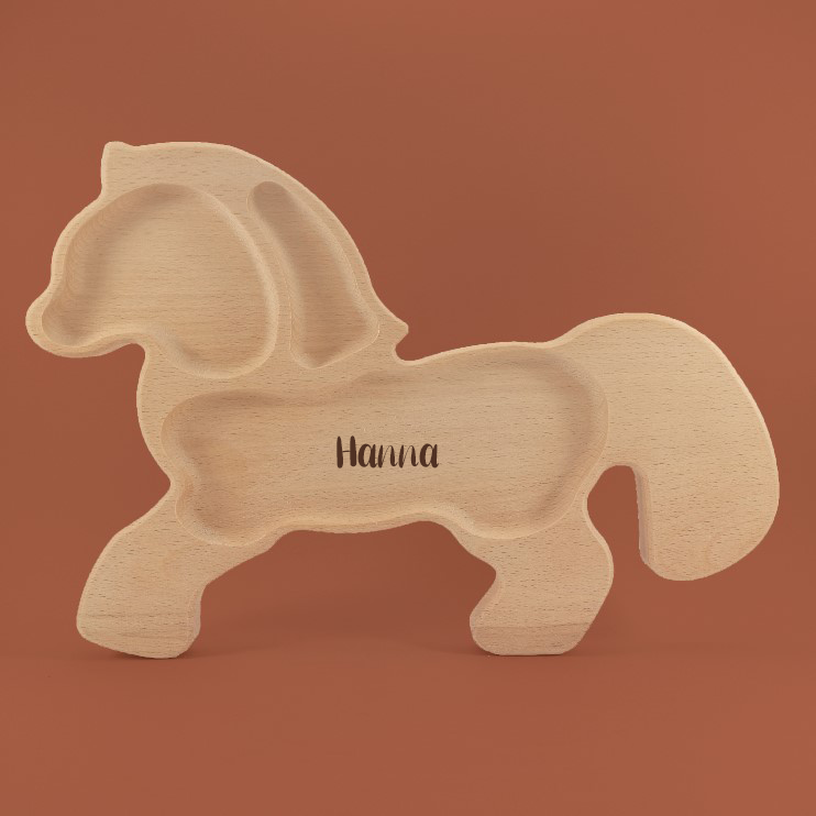 Pony shaped wooden plate