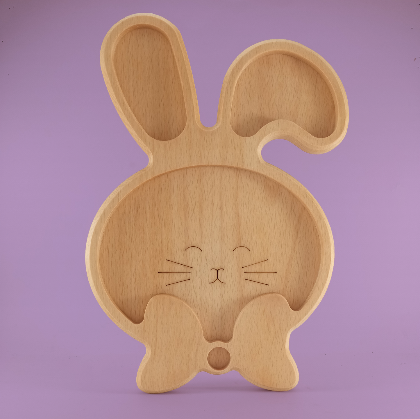 Bunny with tie shaped wooden plate to BLW feeding